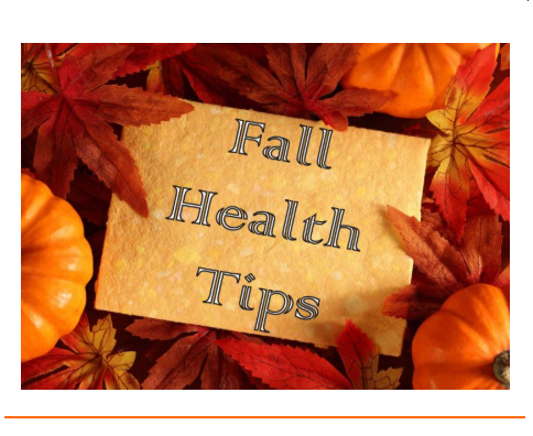 Fall Health Tips paper, fall leaves, pumpkin