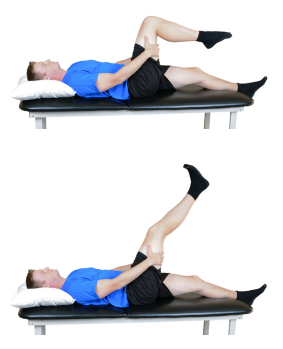 person doing SLR Dural Mobility/ Knee