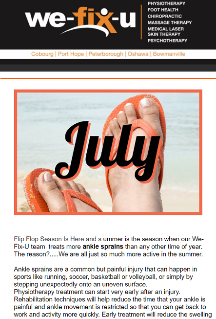 July Newsletter – A Healthy Active Lifestyle Starts Now