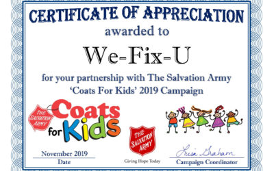 We-Fix-U Participates in the Coats For Kids 2019 Campaign