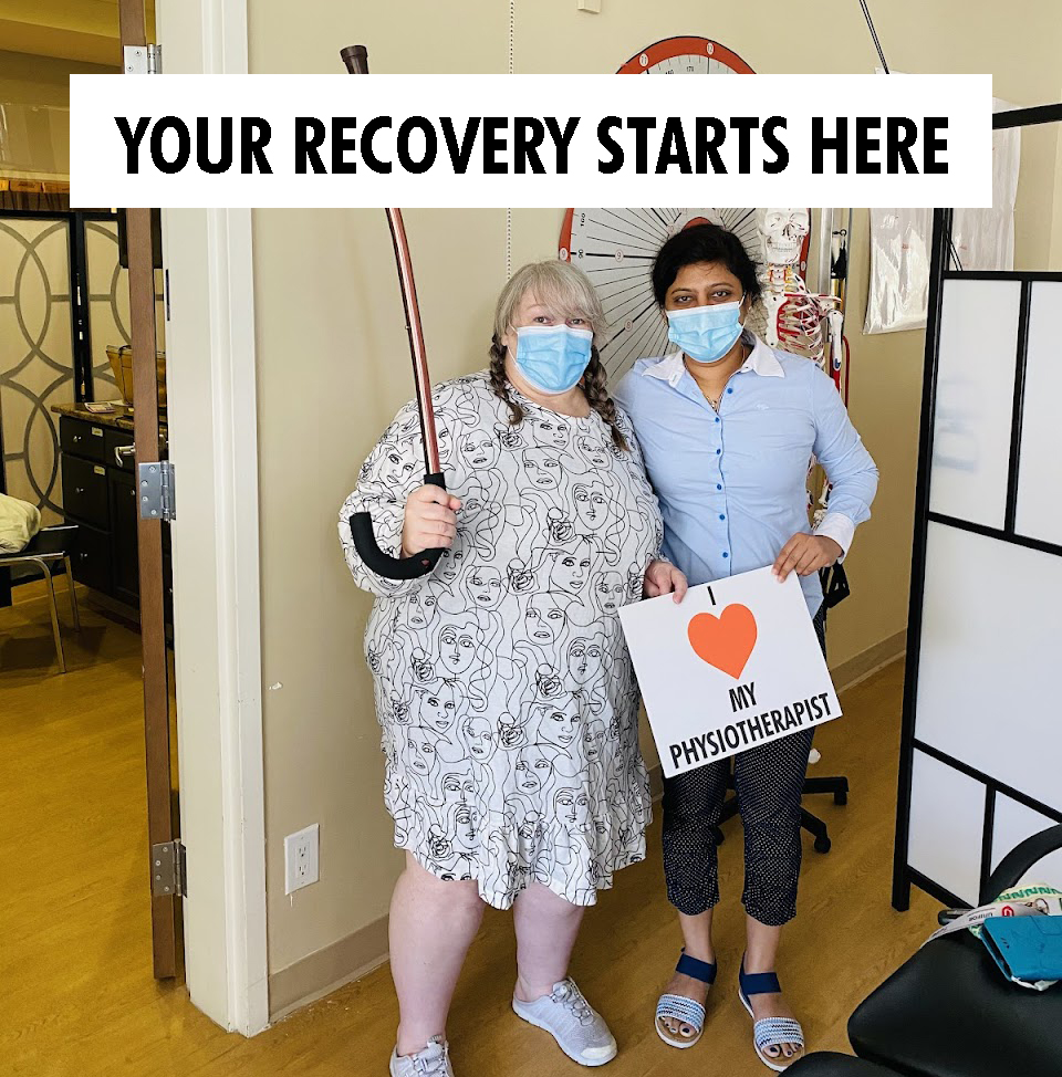 Wefixu Osahwa Physiotherapist and recovered physio patient who holds her cane up in the air