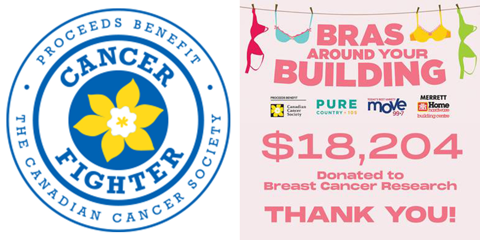 Canadian Cancer Society badge and donation banner